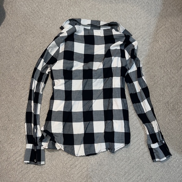 Mara Hoffman black and white plaid tie-front button down shirt - Picture 3 of 4